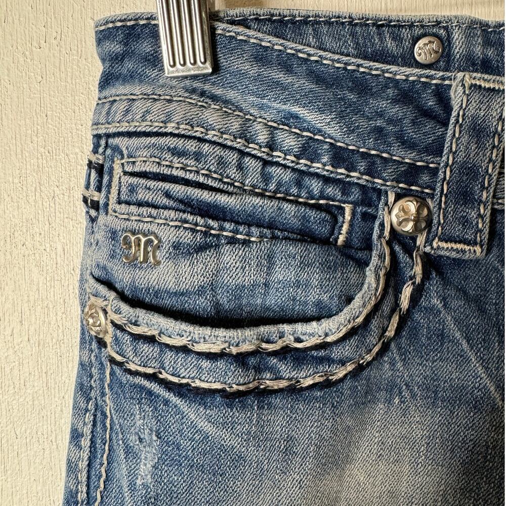 Miss Me Women's 30 Cropped Light Blue Jeans JE5100C7 Embellished Cross Y2K - Picture 5 of 12